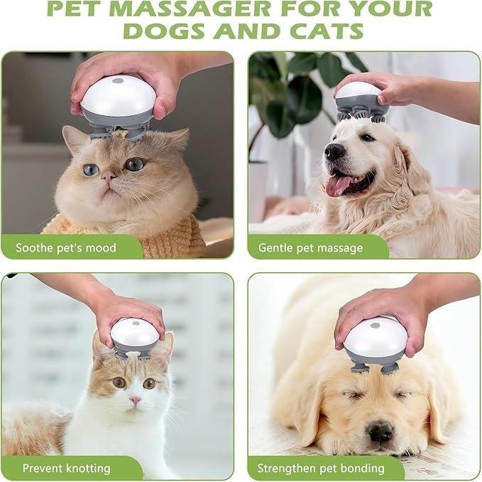 Piparkart Upgraded Handheld,Electric Pet for Mane&Womane,with 4 Massage Heads,Mane Head&Back Scratcher for Relieving Tight Stiffness Muscles,Promote Bonding,White