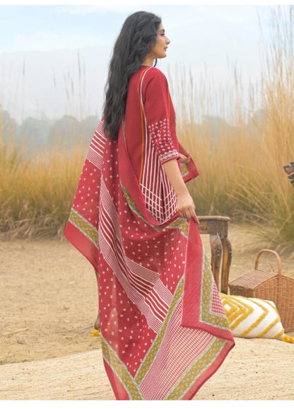 Piparkart Remium Cotton Kurti Pant Dupatta Set,