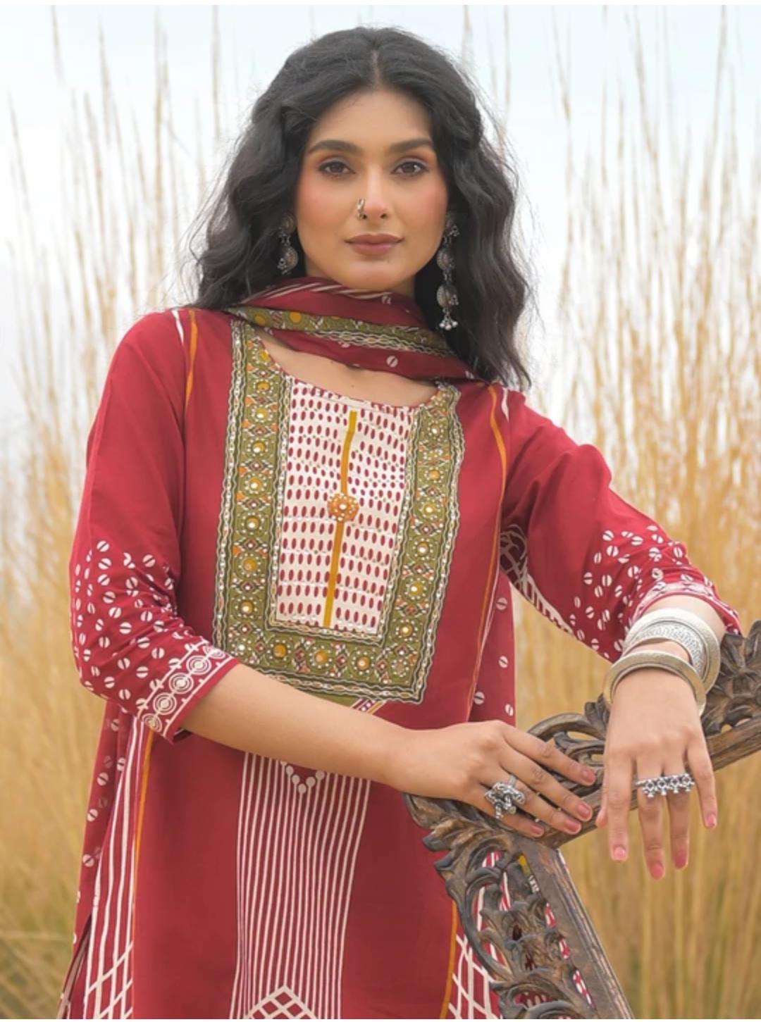 Piparkart Remium Cotton Kurti Pant Dupatta Set,