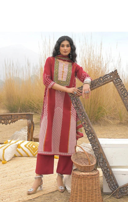 Piparkart Remium Cotton Kurti Pant Dupatta Set,
